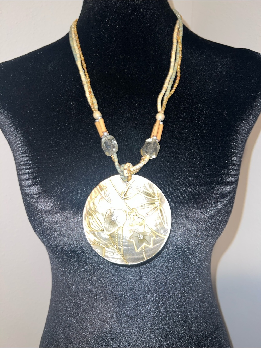 Handcrafted Gold-Tone Floral Pendant Necklace - Women Jewelry